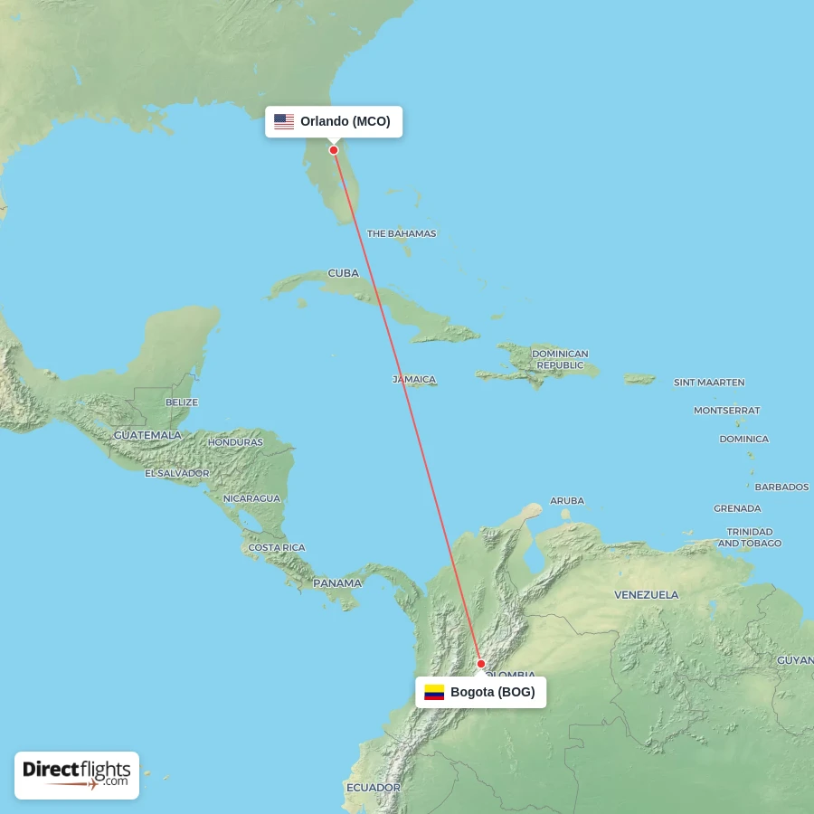 BOG - MCO route map