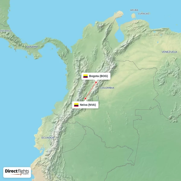 Bogota - Neiva direct flight map