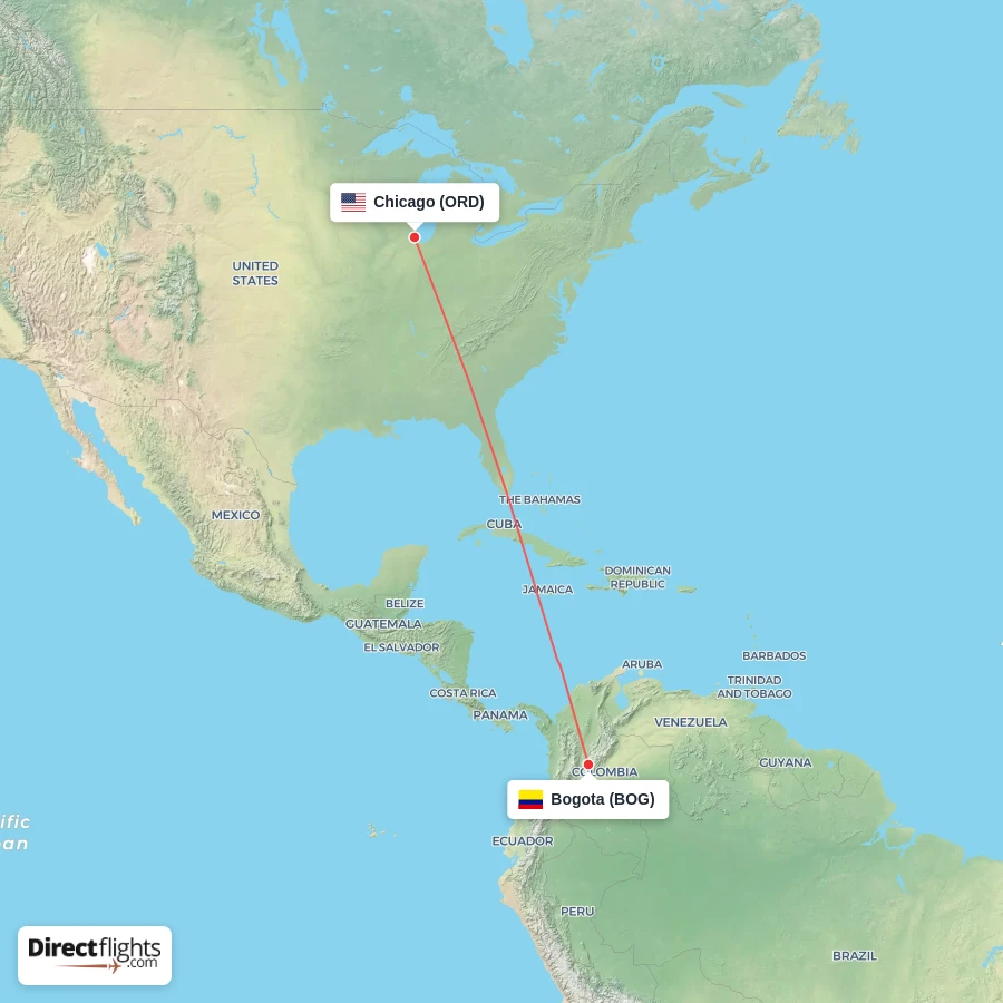 BOG - ORD route map