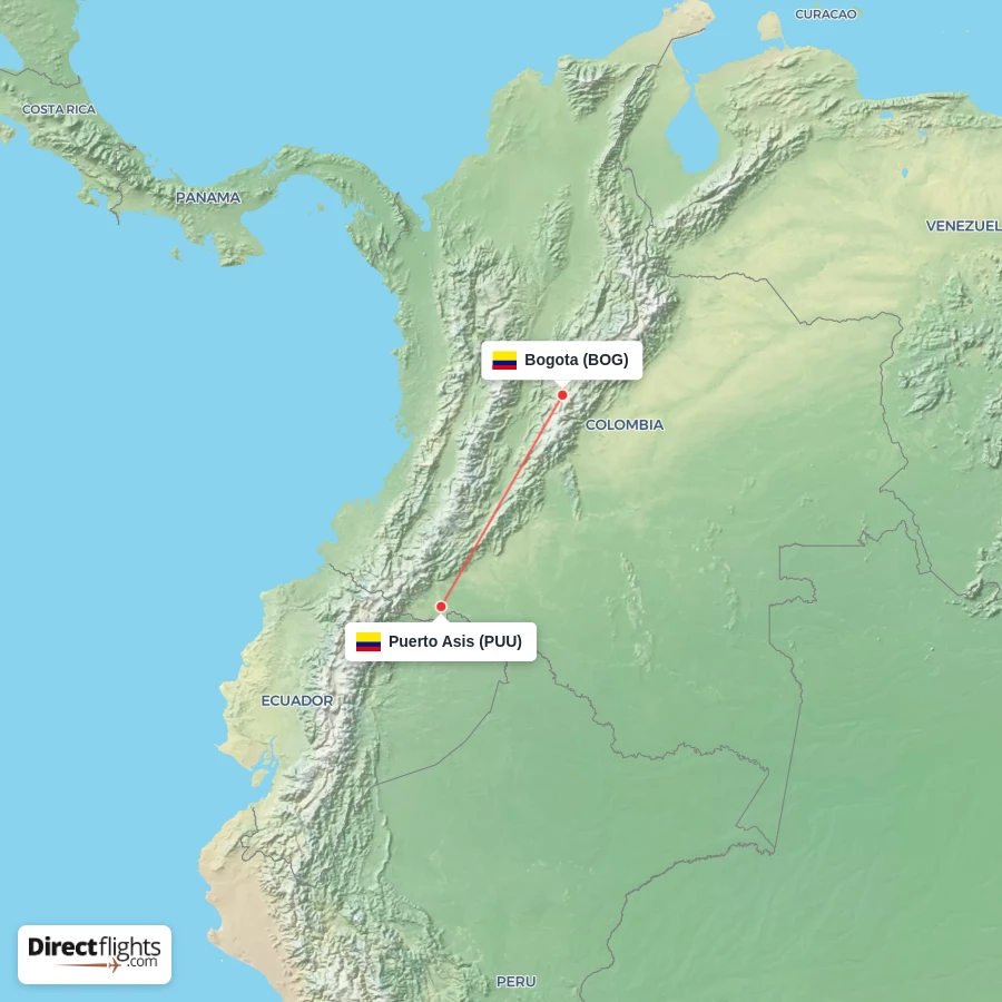 BOG - PUU route map