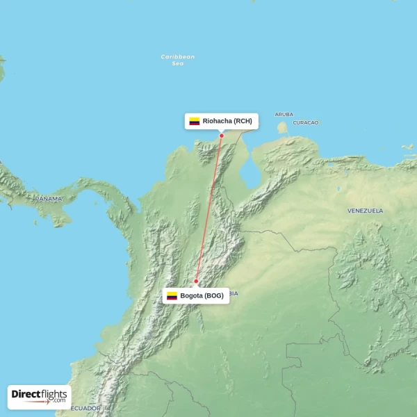 Bogota - Riohacha direct flight map