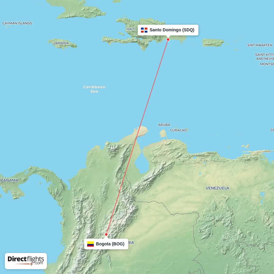 BOG - SDQ route map