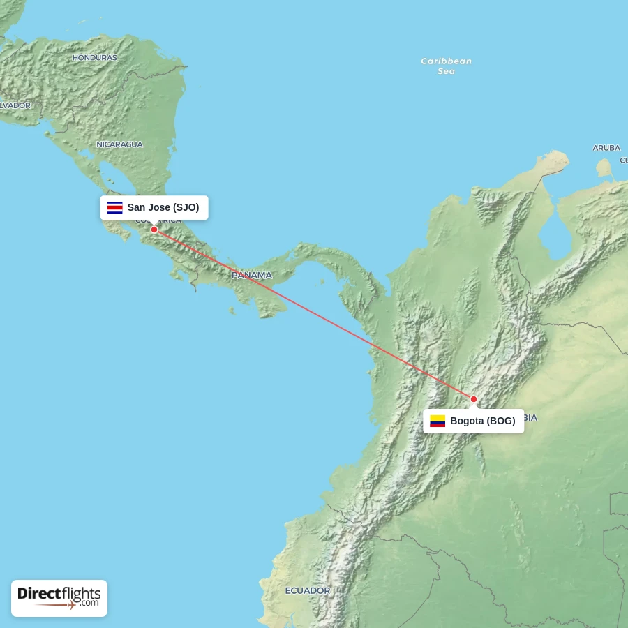BOG - SJO route map