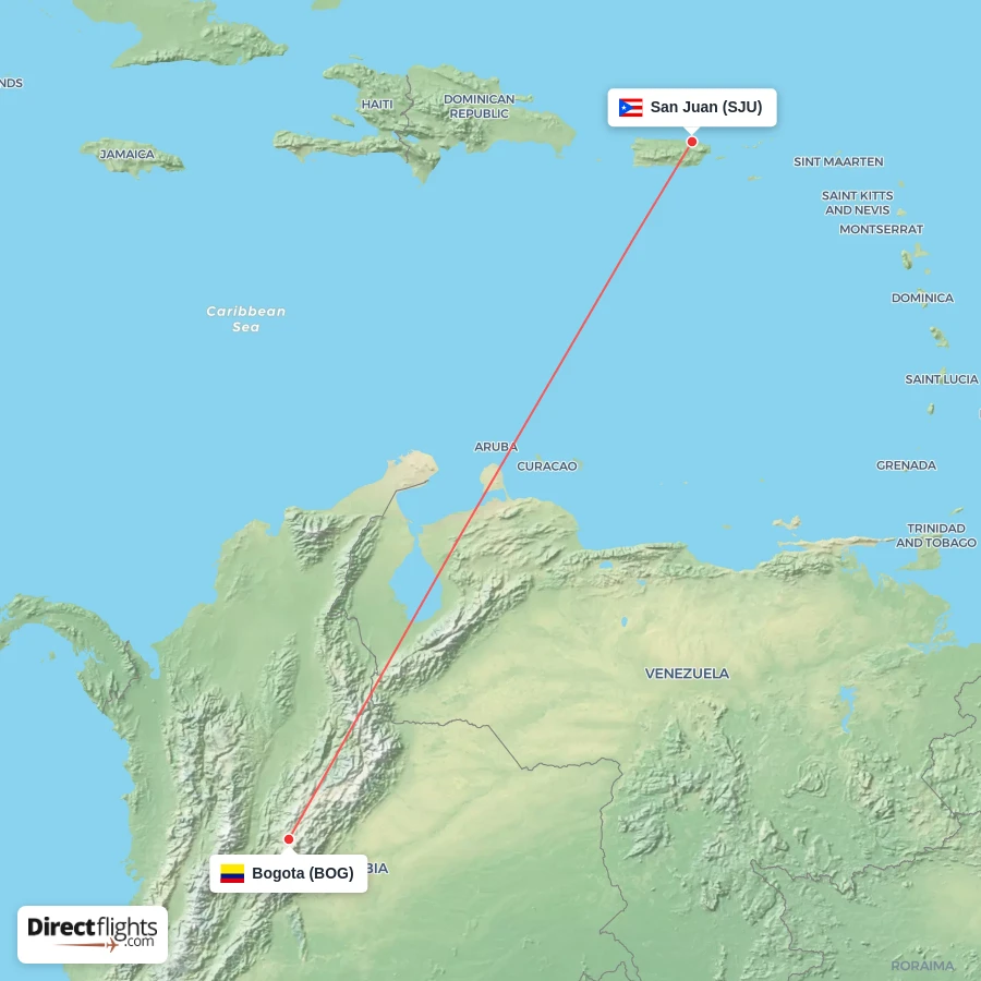 BOG - SJU route map