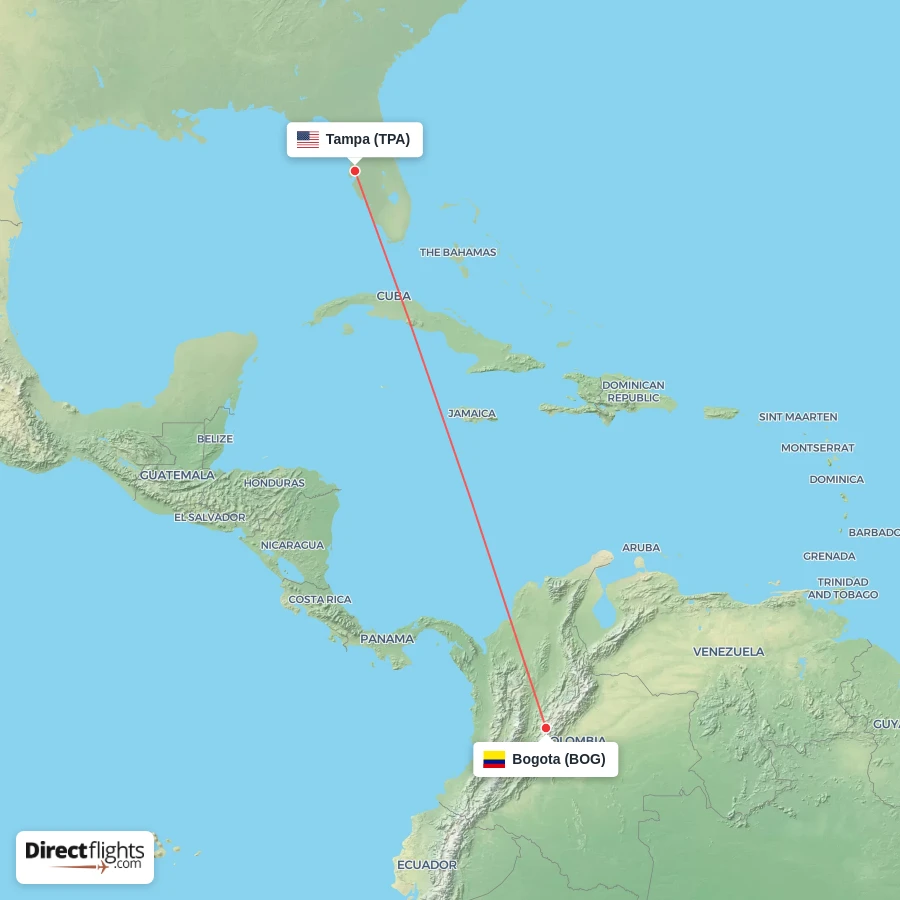 BOG - TPA route map
