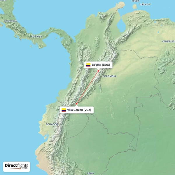 Bogota - Villa Garzon direct flight map