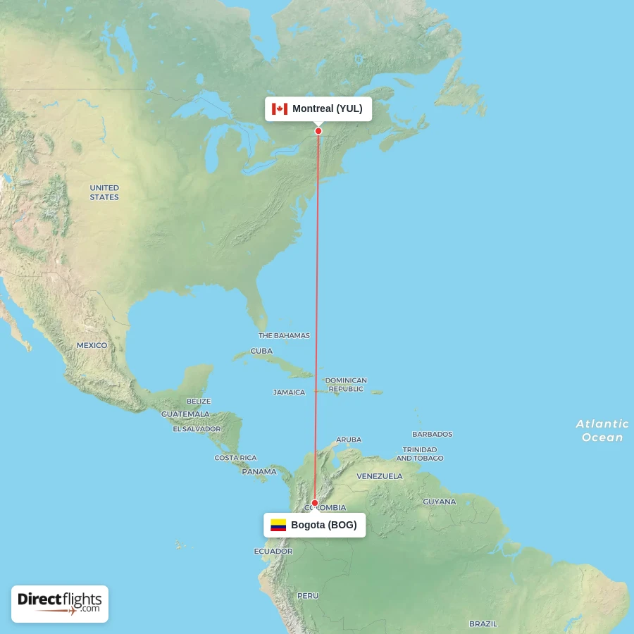 BOG - YUL route map
