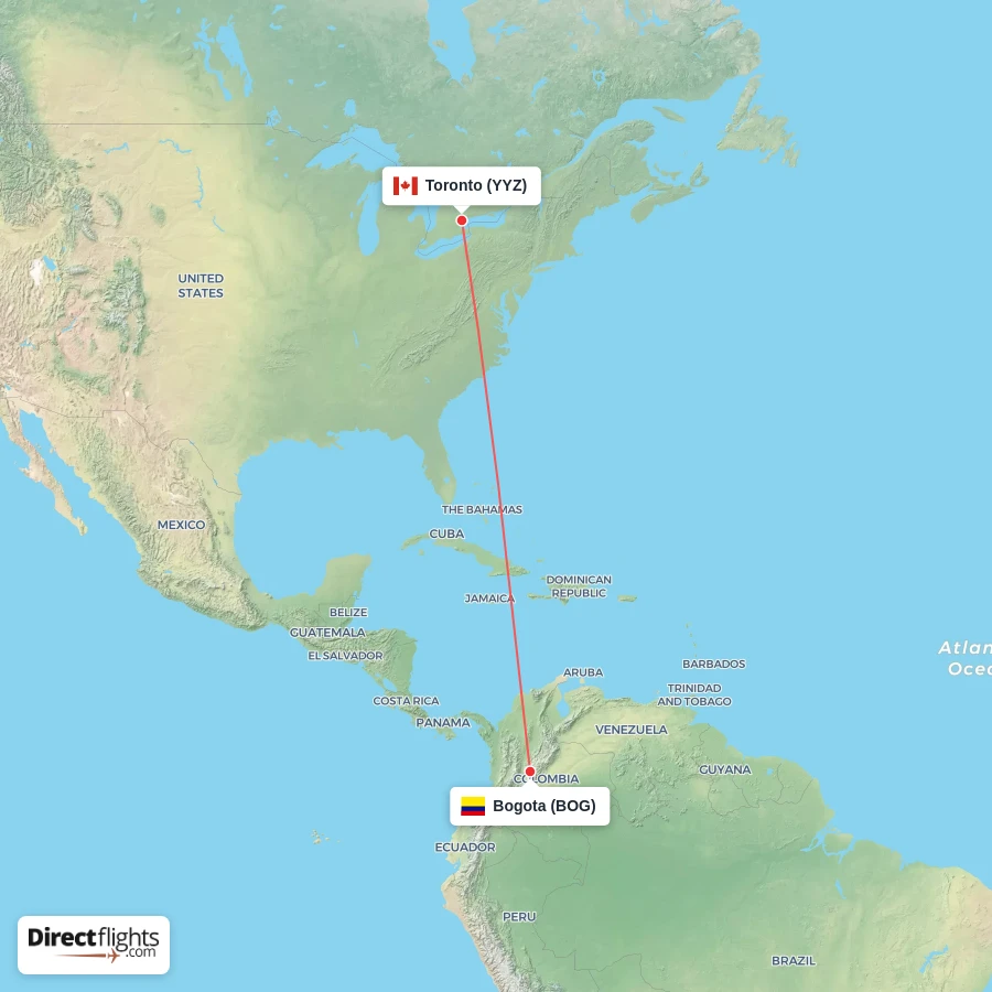 BOG - YYZ route map