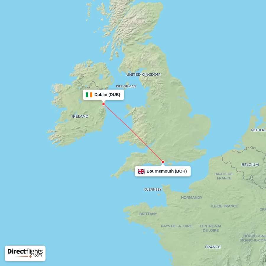 BOH - DUB route map