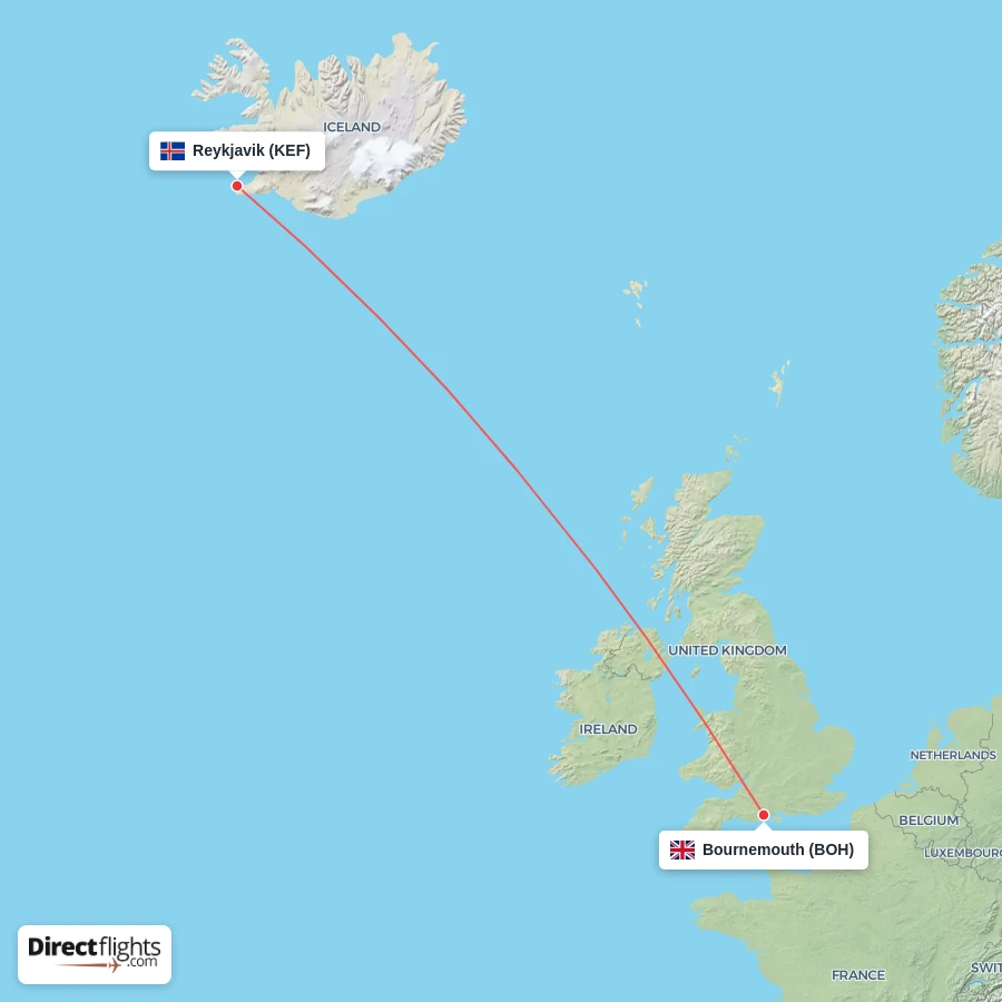 BOH - KEF route map