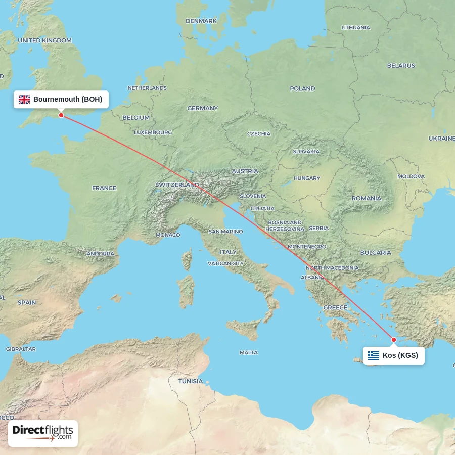 BOH - KGS route map
