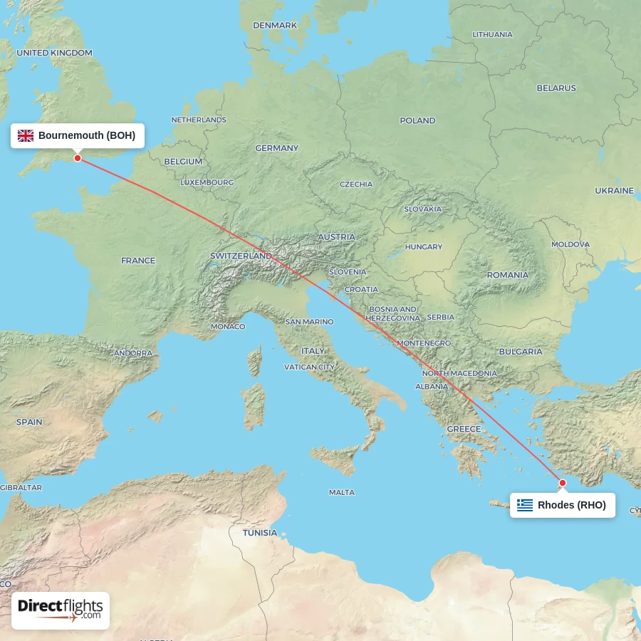 BOH - RHO route map