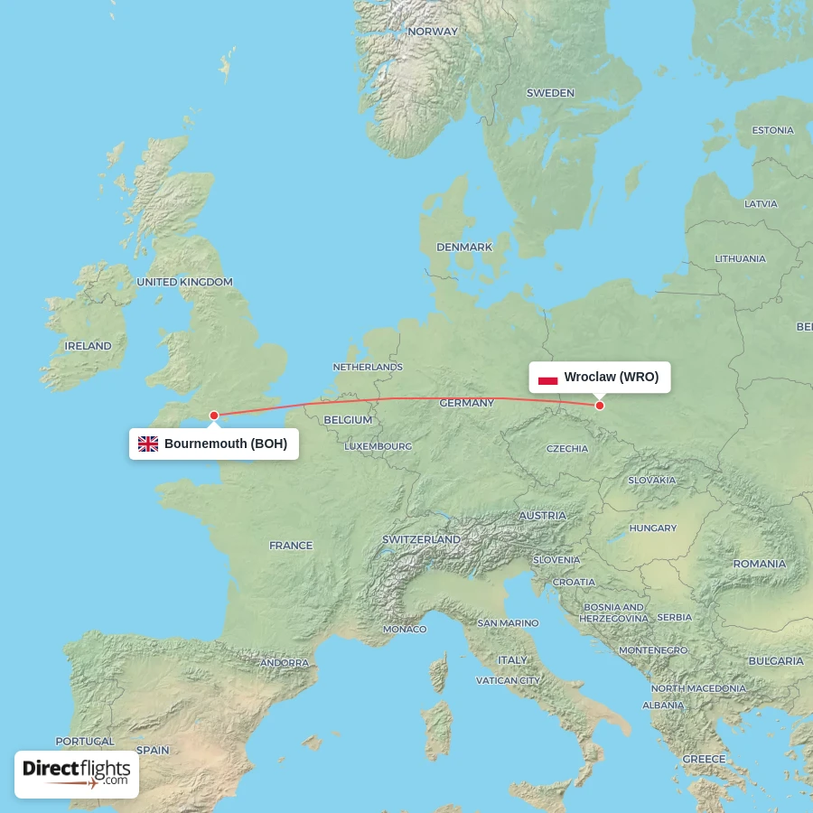 BOH - WRO route map