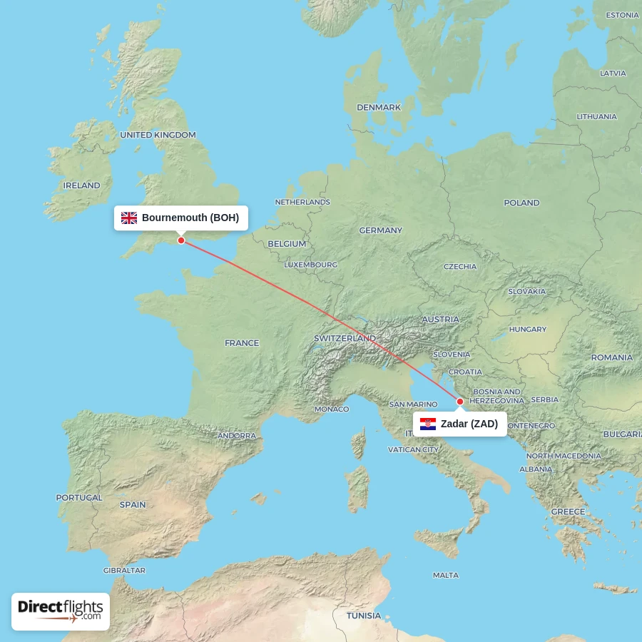 BOH - ZAD route map