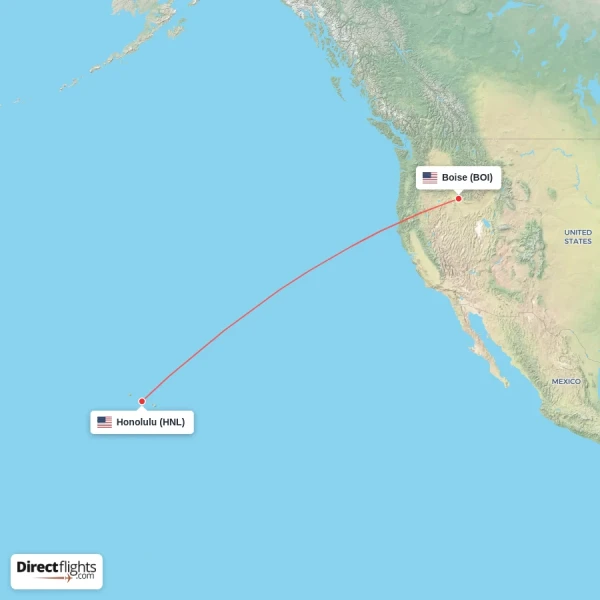 Boise - Honolulu direct flight map