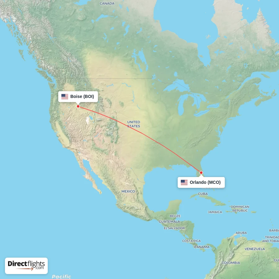 BOI - MCO route map