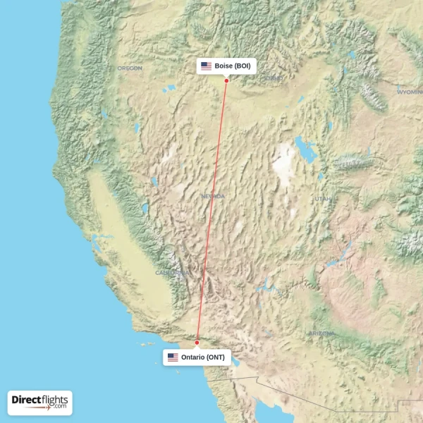 Boise - Ontario direct flight map