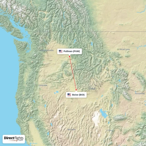 Boise - Pullman direct flight map