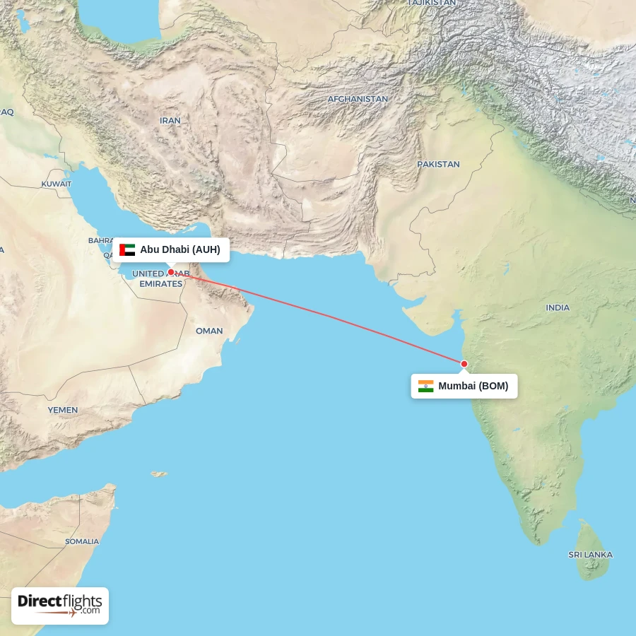 BOM - AUH route map
