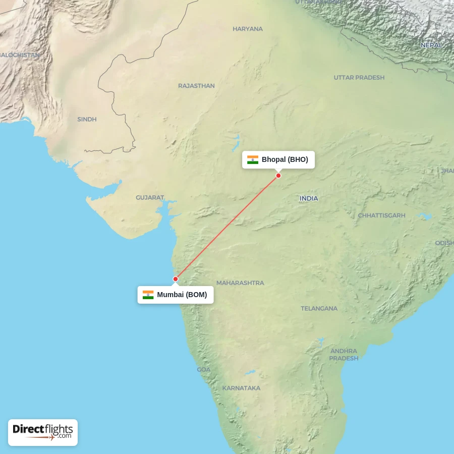 BOM - BHO route map