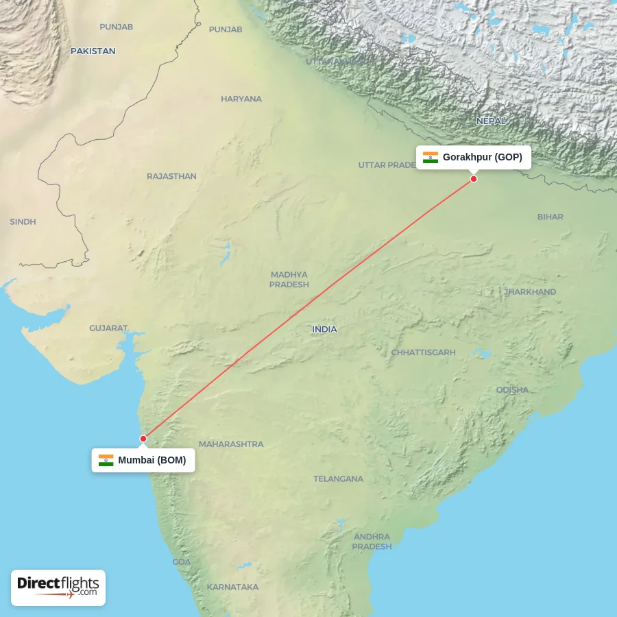 BOM - GOP route map