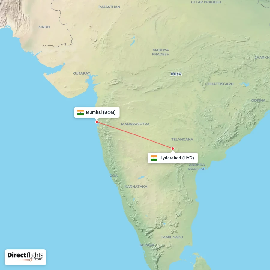 BOM - HYD route map