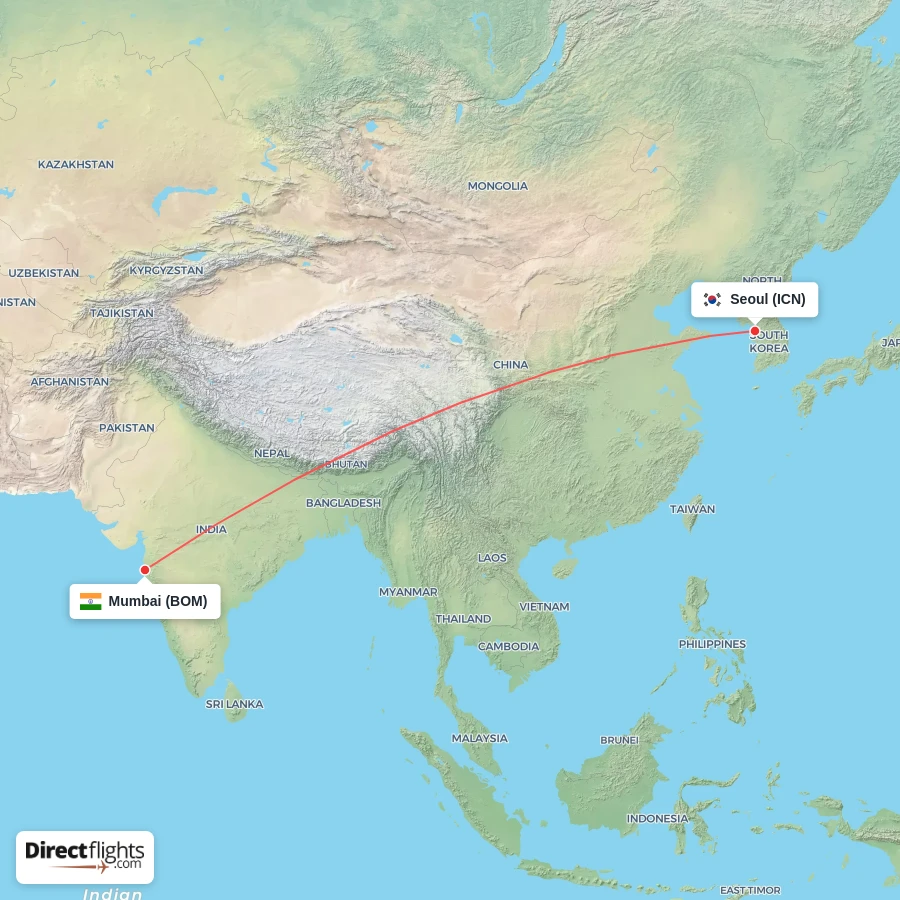 BOM - ICN route map