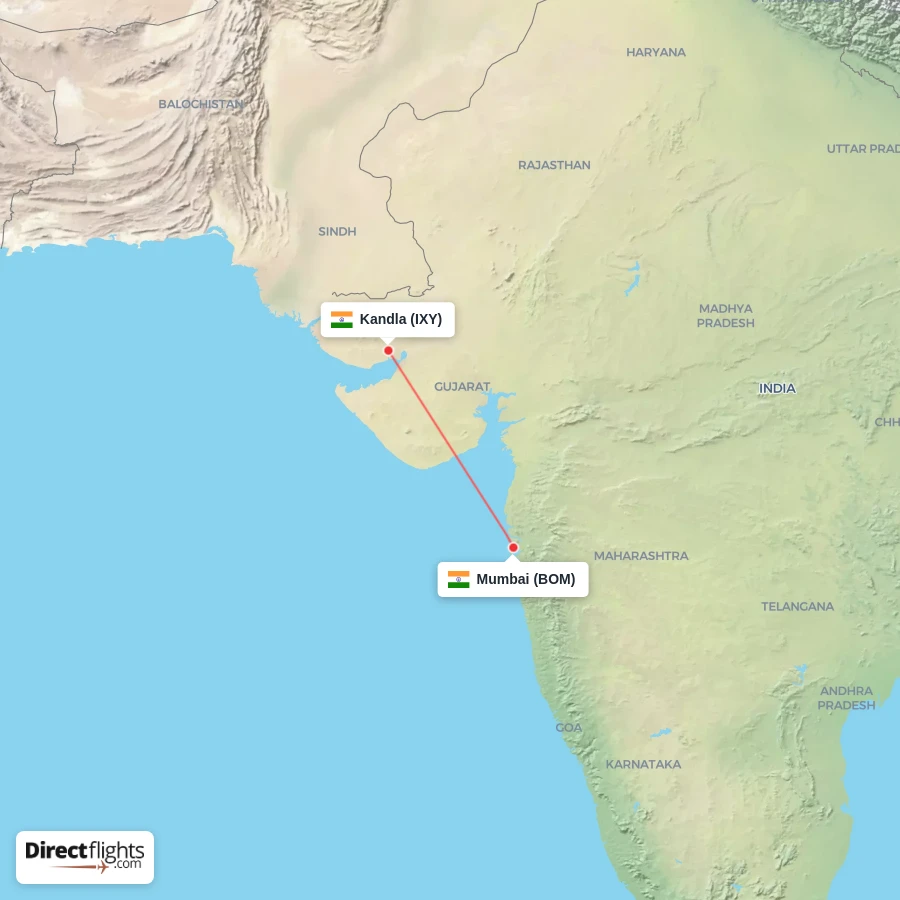 BOM - IXY route map