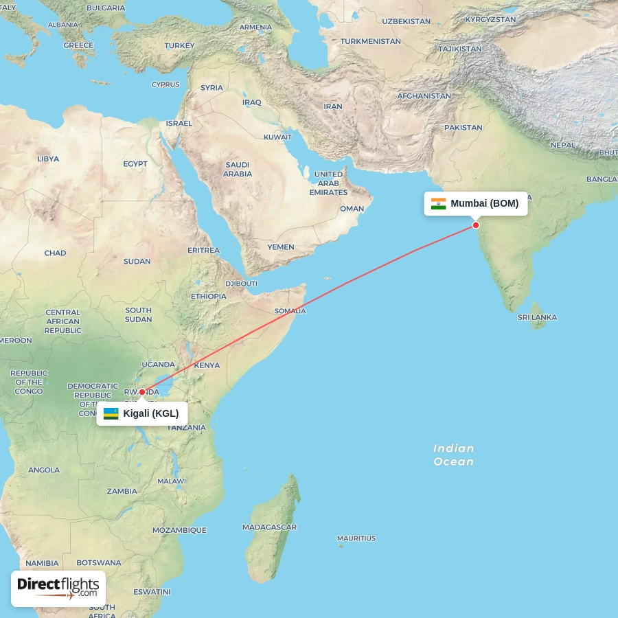 BOM - KGL route map