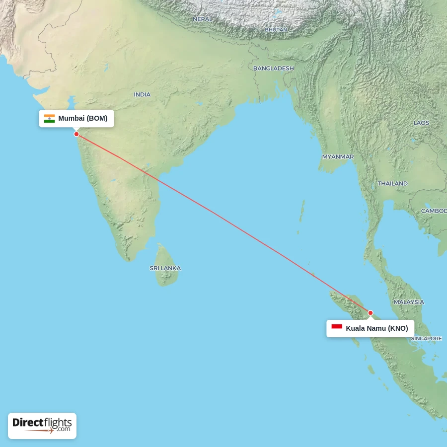 BOM - KNO route map
