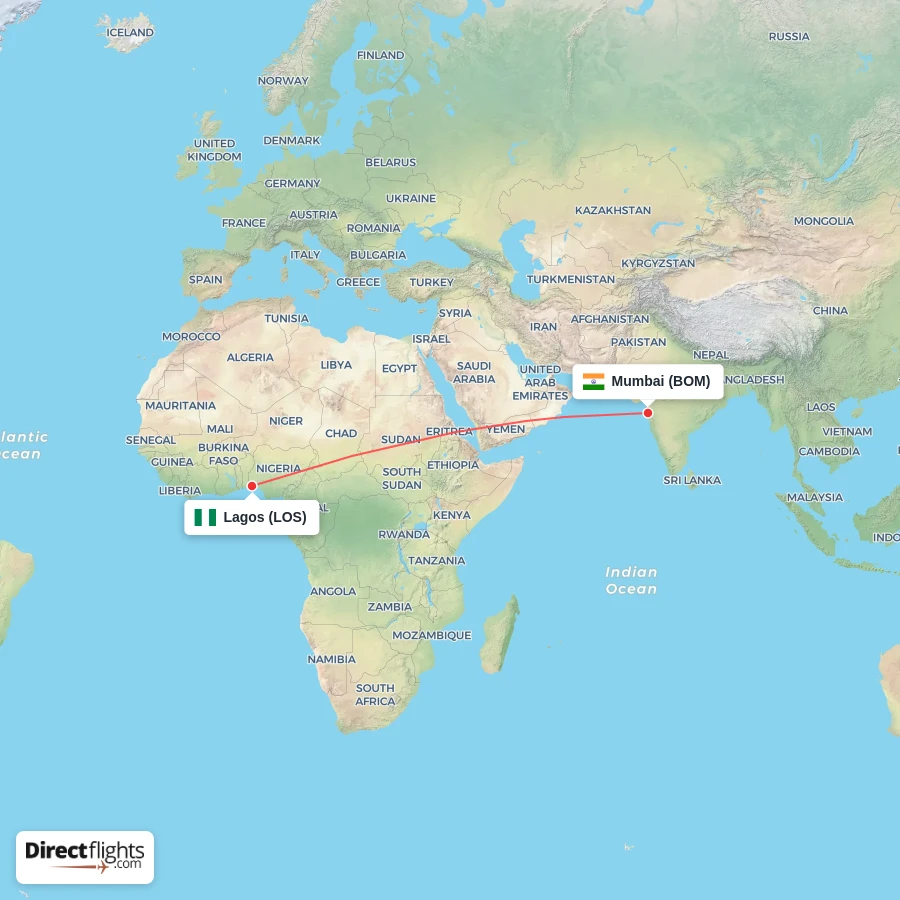 BOM - LOS route map