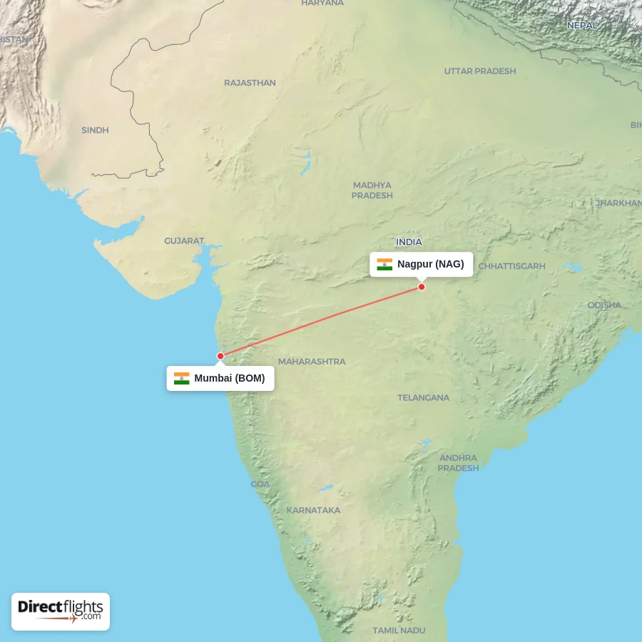 BOM - NAG route map