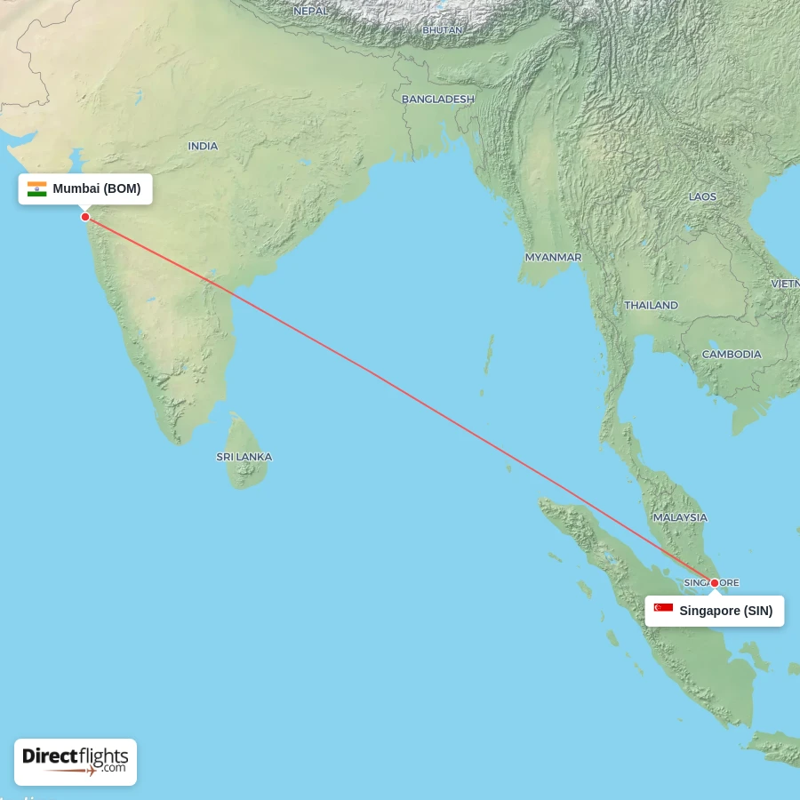 BOM - SIN route map