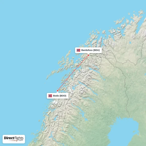 Bodo - Bardufoss direct flight map