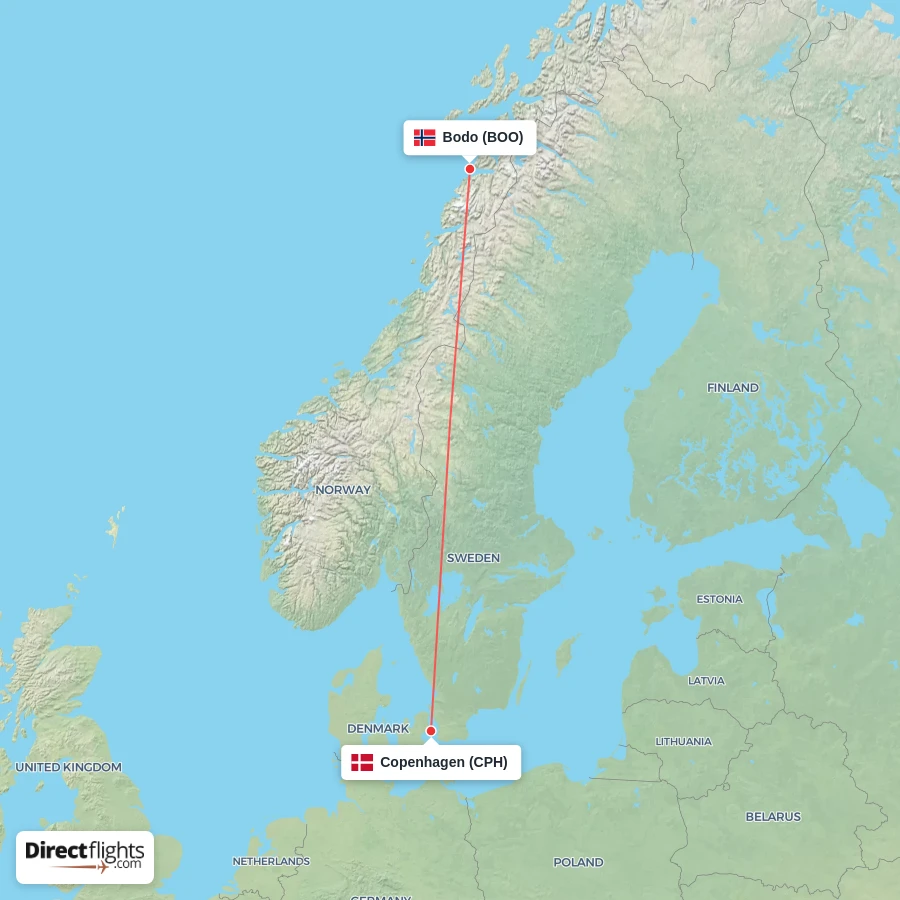 BOO - CPH route map