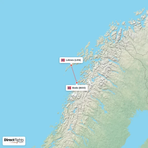 Bodo - Leknes direct flight map