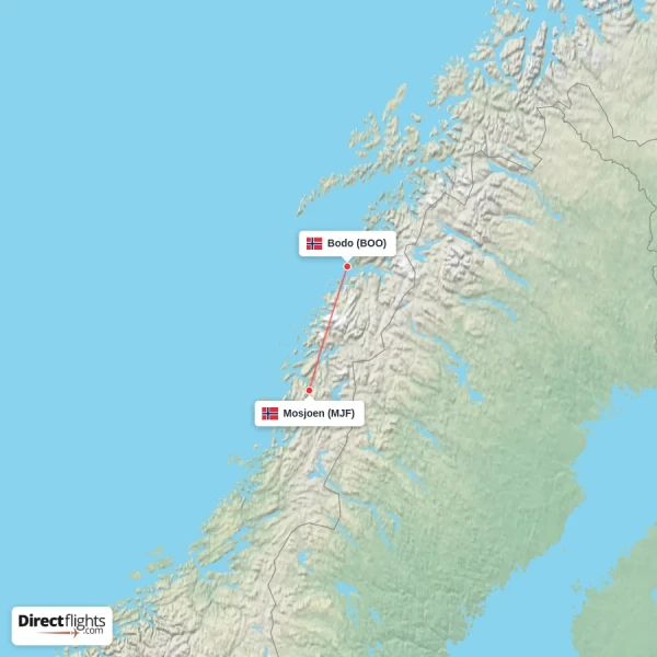 Bodo - Mosjoen direct flight map