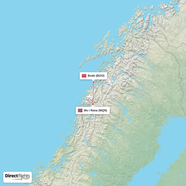 Bodo - Mo i Rana direct flight map