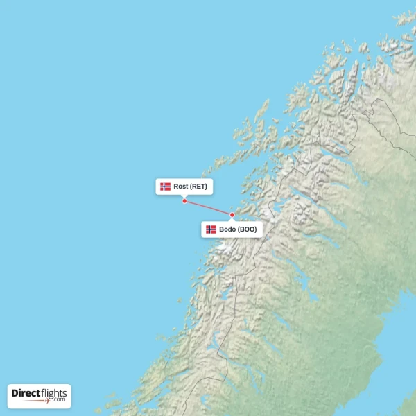 Bodo - Rost direct flight map