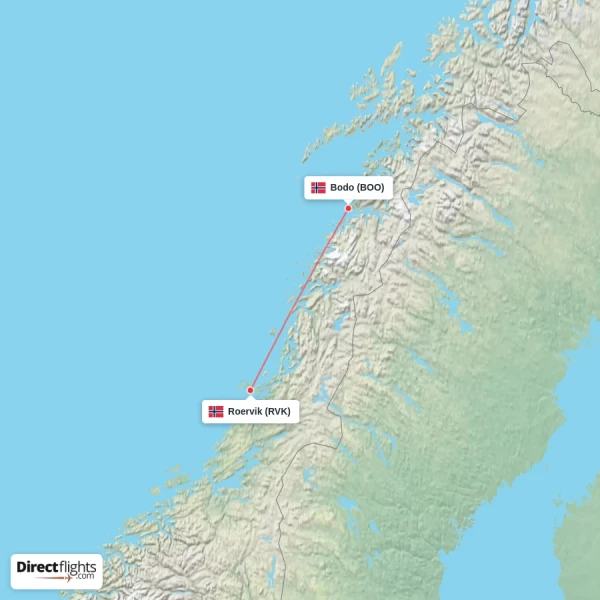 Bodo - Roervik direct flight map