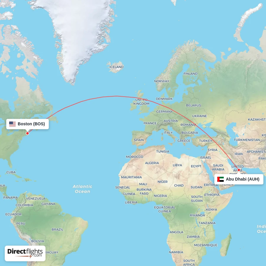 BOS - AUH route map