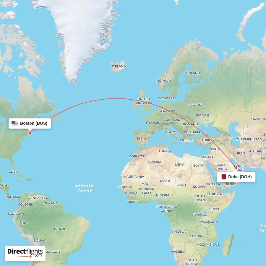 BOS - DOH route map