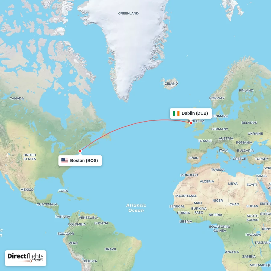 BOS - DUB route map
