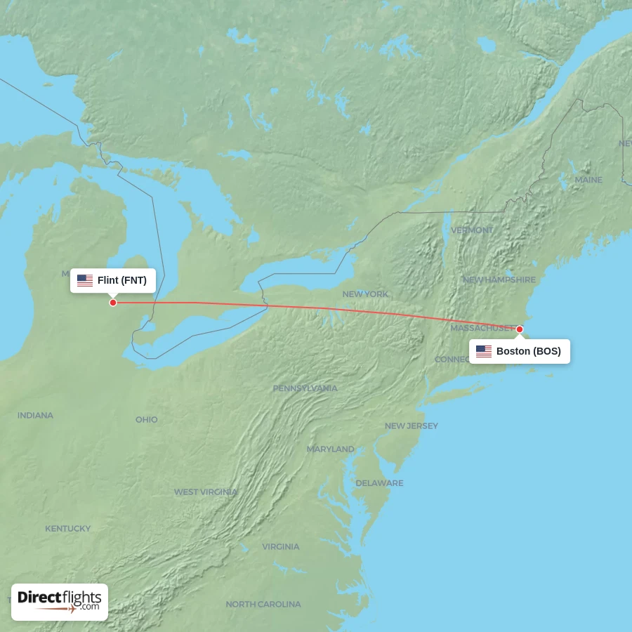 BOS - FNT route map