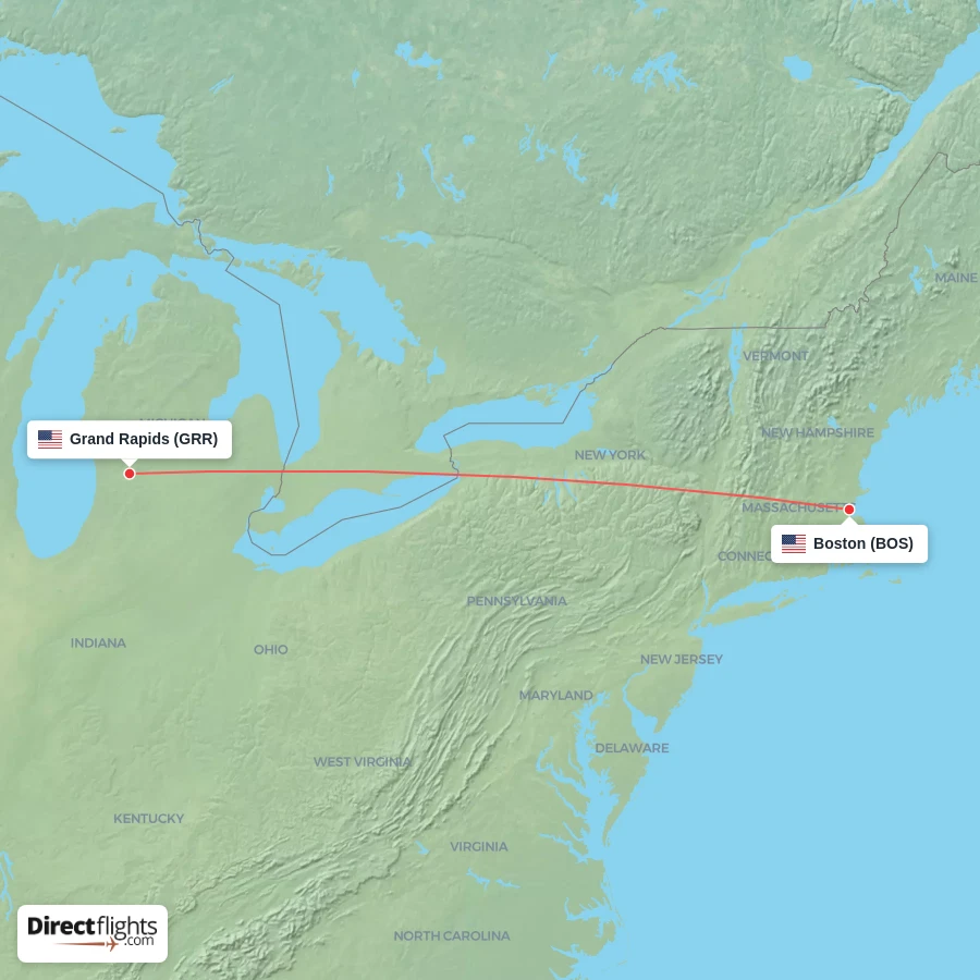 BOS - GRR route map