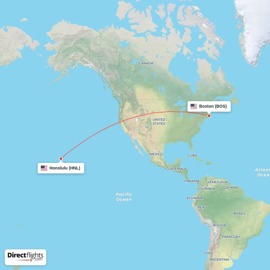 BOS - HNL route map