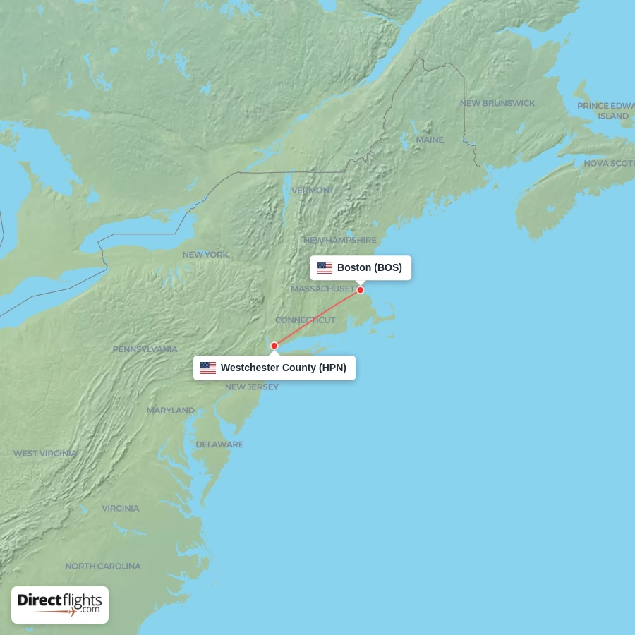 BOS - HPN route map