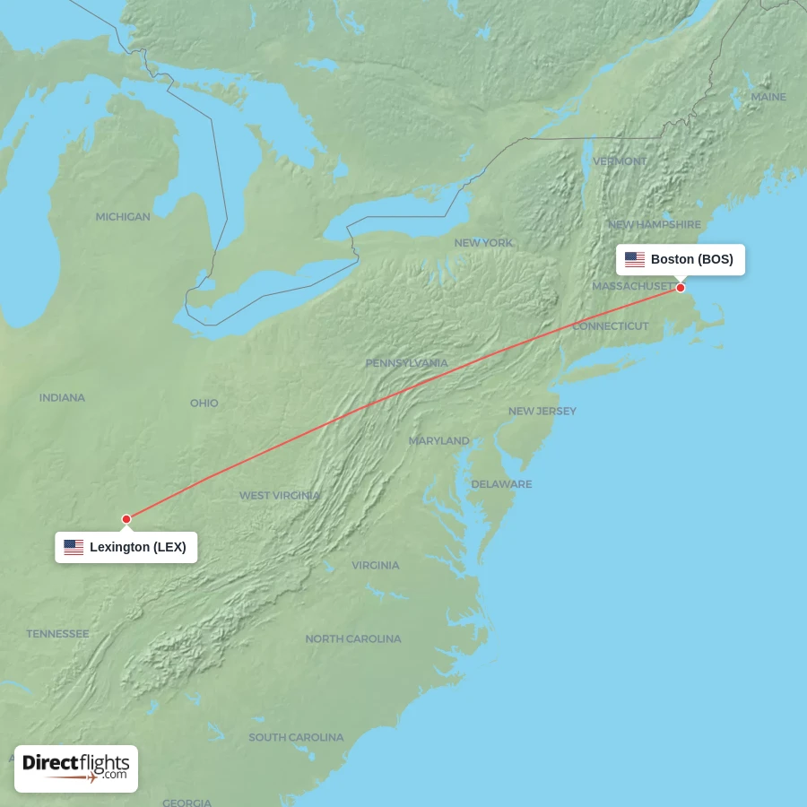 BOS - LEX route map