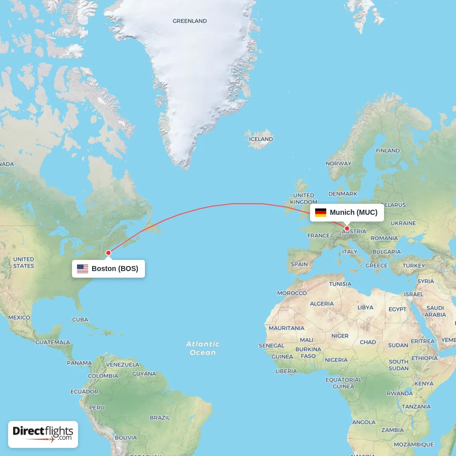 BOS - MUC route map