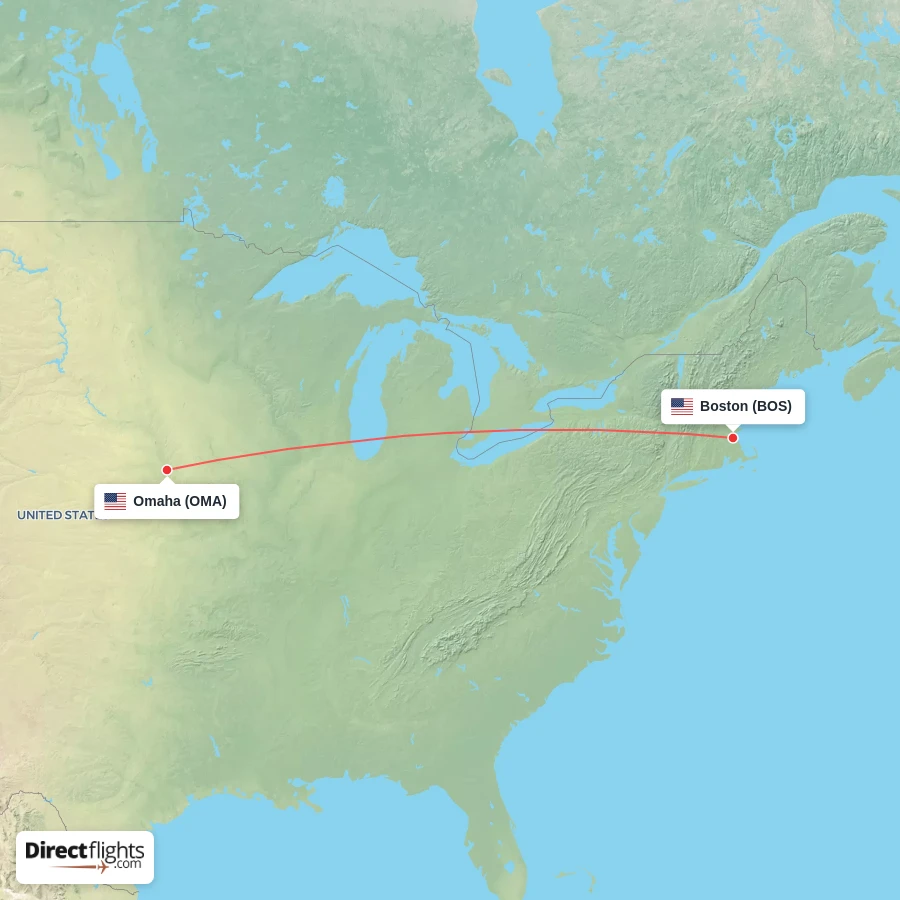BOS - OMA route map